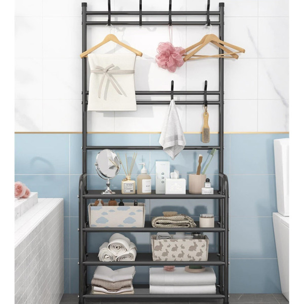 Сборная напольная вешалка – стойка для одежды в прихожую с полками для обуви New simple floor clothes rack