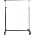 Одинарная передвижная напольная телескопическая стойка – вешалка с регулируемой высотой, на колесиках, 152 х 75 х 38 см