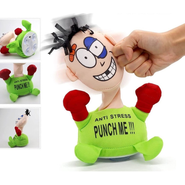 Мягкая интерактивная игрушка - антистресс PUNCH ME «Ударь меня» с звуковым сопровождением на присосках