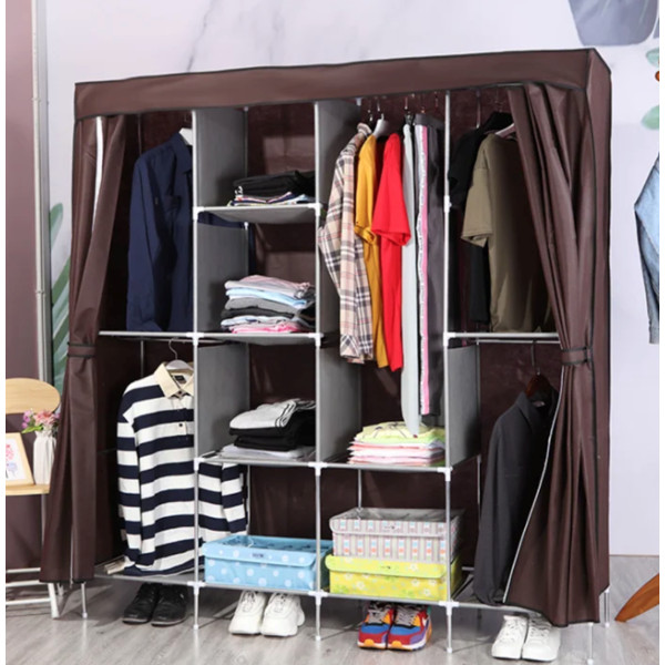 Складной тканевый шкаф Storage Wardrobe 28165 ∙ Органайзер – гардероб для одежды на 4 секции, 165х45х172 см