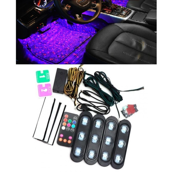 Декоративная RGB подсветка ковриков салона автомобиля Starlights Атмосферные LED лампы «Звездное небо» в авто, с пультом