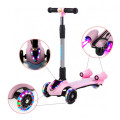 Детский трехколесный самокат с дымом, LED подсветкой колес и Bluetooth музыкой, Красный / голубой / розовый