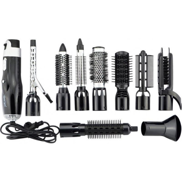 Многофункциональный воздушный мультистайлер для волос Gemei 4833 ∙ Фен - стайлер 10 в 1 с насадками ∙ Щетка ∙ Фен ∙ Брашинг ∙ Локоны 1000 Вт