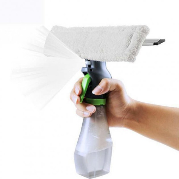 Двусторонняя щётка для мытья окон стекол с распылителем Микрофифра + скребок водосгон Easy 3 in 1 Glass Spray Window Cleaner