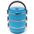 Набор контейнеров емкостей для хранения продуктов Lunchbox Three Layers Ланчбокс для еды из нержавеющей стали 3 в 1