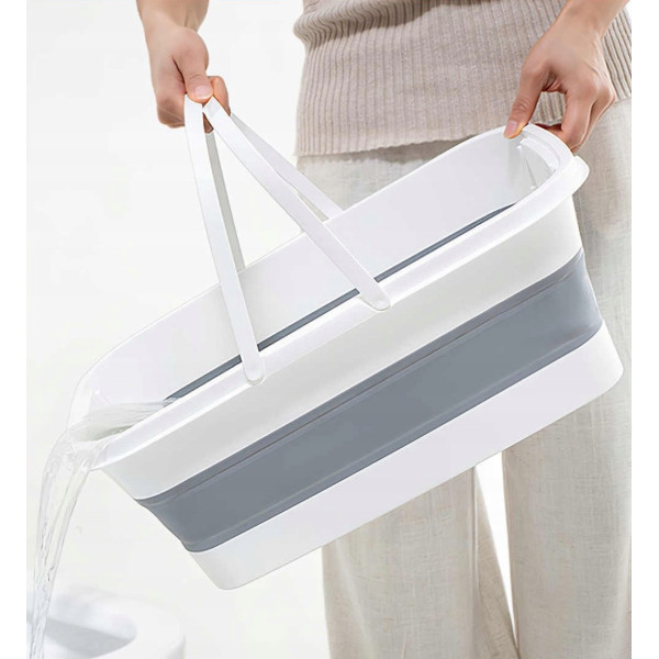 Складное прямоугольное силиконовое ведро · Хозяйственная корзина на 14 литров, 57x26x17 см