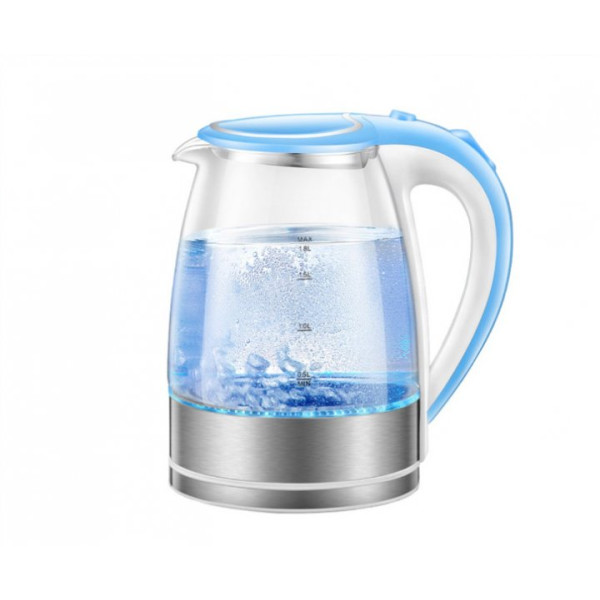 Электрический чайник Goldteller MG-07 BLUE стеклянный электрочайник с подсветкой воды, 1.8 л