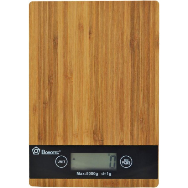 Весы кухонные электронные Domotec MS-A Wood с сенсорным дисплеем и платформой из дерева, до 5 кг