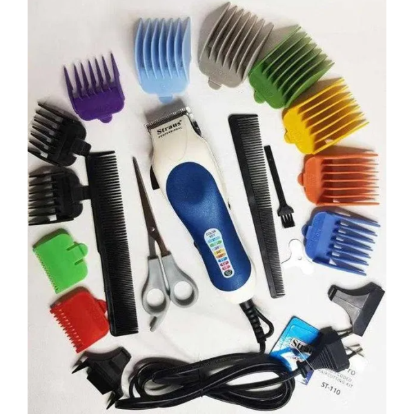Машинка для стрижки волос Straus ST-110 с 12 насадками в кейсе