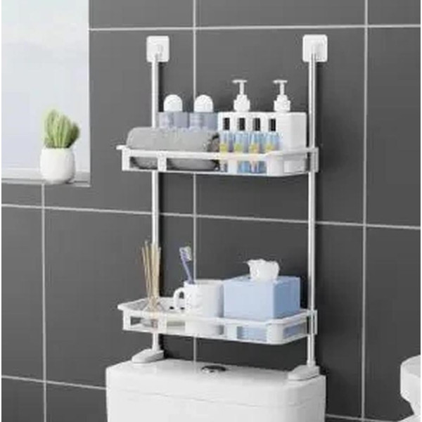 Двойная туалетная полка - органайзер STOREY TOILET RACK Стойка с полочками над унитазом, 31х20х5 см