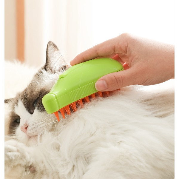 Паровая щетка PET SPRAY BRUSH для вычесывания шерсти собак и кошек с распылителем · USB зарядка