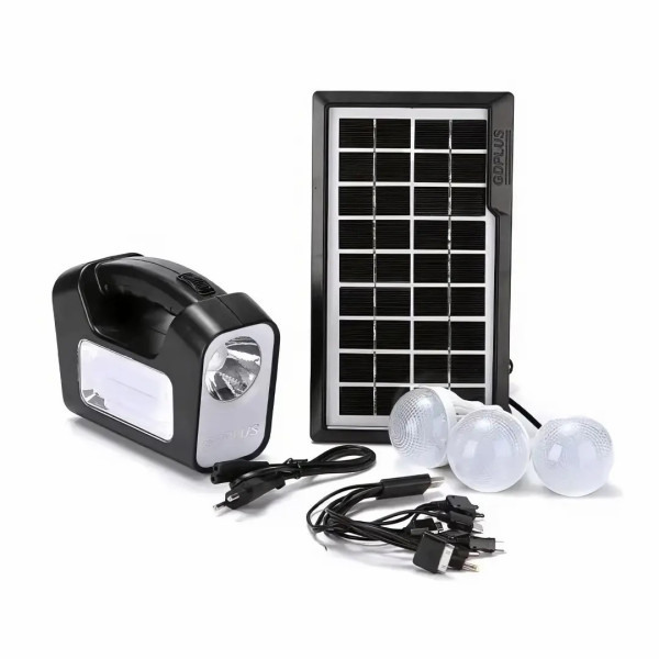 Портативная солнечная станция GDLITE GD3 · Фонарь ручной на солнечной батарее с 3 лампочками · Зарядная станция