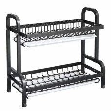Двухъярусная сушилка для посуды LY-620 · Кухонная настольная металлическая стойка для сушки и хранения посуды