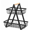 Настольная двухъярусная корзина - фруктовница с деревянной ручкой Double Fruit Basket · Разборная металлическая корзинка для фруктов