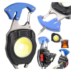 Многофункциональный туристический мультитул с LED фонариком на карабине 5147 · Мультитул для кемпинга 7 в 1: Фонарь, свисток, зажигалка, резак, отвертка, открывашка, магнит