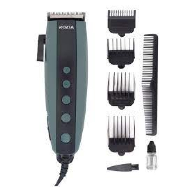 Машинка для стрижки волос Rozia HQ-351 с насадками, ножницами и расческой Машинка проводная электрическая от сети