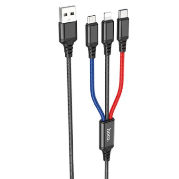 Кабель HOCO X76 Combo 3-in-1 Lightning / Micro-USB / Type-C ∙ Зарядный универсальный USB провод шнур 3 в 1 для зарядки Android / iPhone