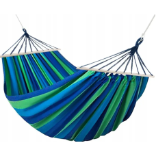 Гамак гавайский хлопковый двухместный, 120 x 200 см садовый усиленный с деревянными планками перекладинами для дома, дачи, сада