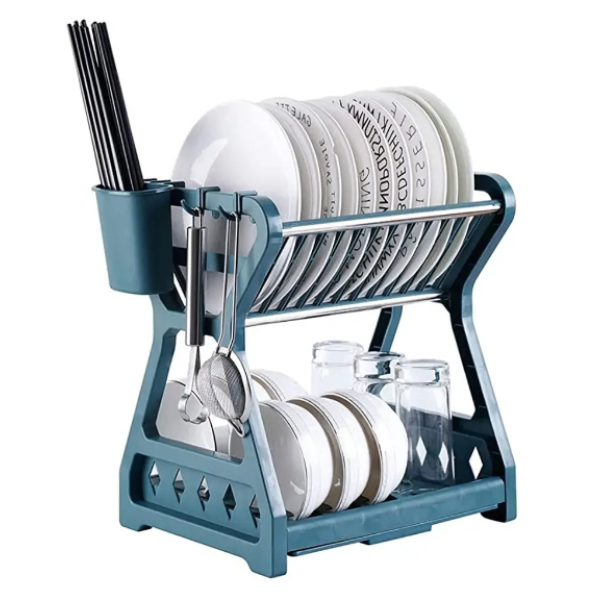 Двухъярусная сушилка для посуды XL-157 ∙ Кухонный органайзер из экопластика