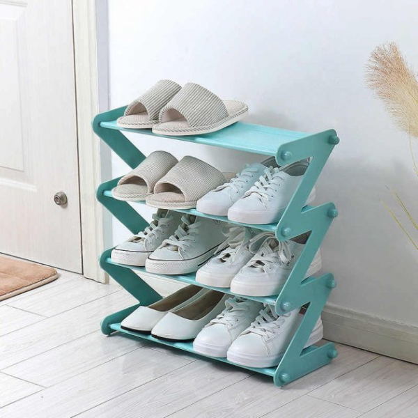 Полка – органайзер для обуви Z-shaped Shoe Rack · Универсальная стойка для хранения на 4 полки