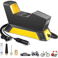 Портативный компрессор - насос 12V от прикуривателя с цифровым дисплеем + 3 разъема для накачивания
