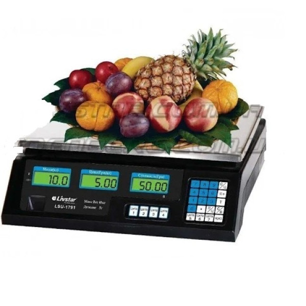 Весы торговые CRYSTAL CR-50 50 кг Электронные настольные весы для торговли со счетчиком цены