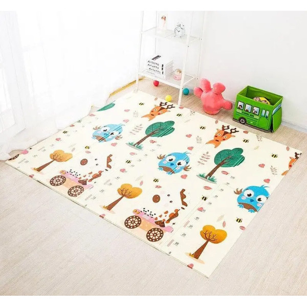 Детский развивающий игровой коврик раскладной 200*180 см / Термоковрик для детей Folding baby mat (Сова)