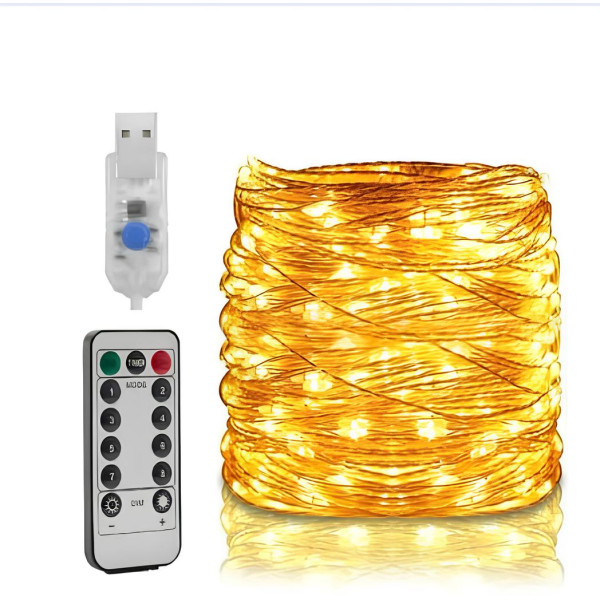 Светодиодная гирлянда Роса USB 50м с пультом дистанционного управления ∙ Гирлянда медная проволока 500LED 50м USB 77-20