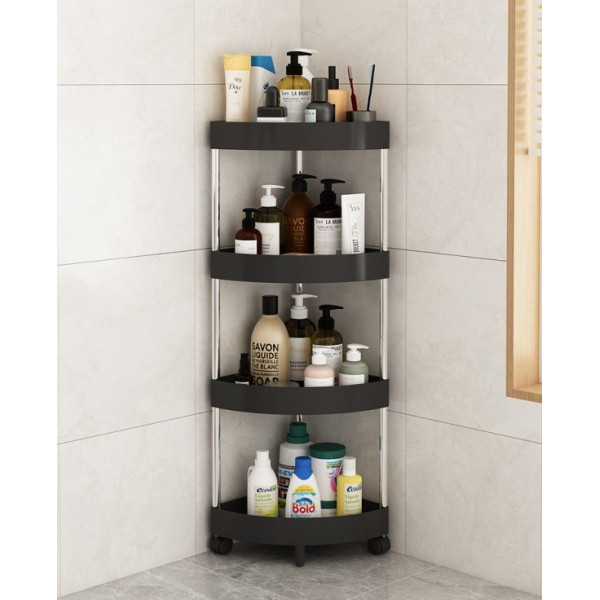 Угловой стеллаж-полочка для ванной комнаты ∙ Напольный органайзер на колесиках