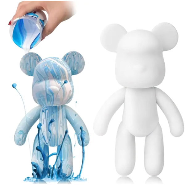 Флюидный медвежонок Fluid Bear Bearbrick с красками, 23 см · Набор для творчества DIY Мишка Сделай сам
