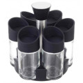 Набор емкостей для специй Especia, 6 баночек на подставке ∙ Карусель для приправ - спецовница ∙ Черная