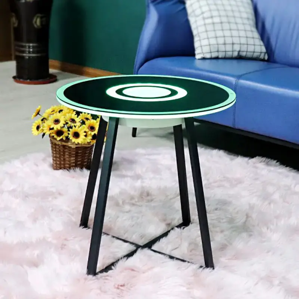 Светодиодный умный столик из закаленного стекла с зарядкой Bluetooth ∙ Сенсорный экран ∙ Умный музыкальный столик