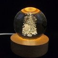 Декоративный Новогодний 3D ночник Хрустальный Шар 8 см · Настольная лампа - светильник с 3D эффектом с новогодней тематикой