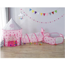 Детская игровая палатка 3 в 1 с туннелем и сухим бассейном ∙ Игровой замок – шатер домик для ребенка