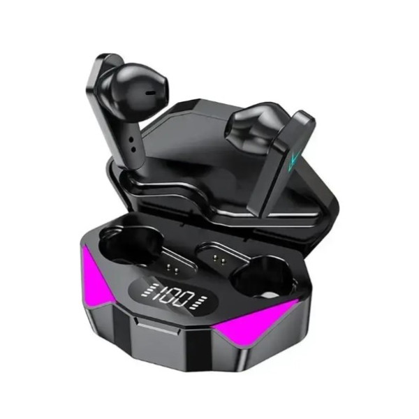 Беспроводные наушники X15 с Bluetooth и RGB подсветкой в зарядном кейсе · Гарнитура с микрофоном и шумоподавлением