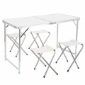 Раскладной стол с 4 стульями Folding Table для пикника, рыбалки, дачи, 120х60 см Стол-чемодан