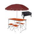 Раскладной стол с 4 стульями Folding Table для пикника, рыбалки, дачи, 120х60 см Стол-чемодан