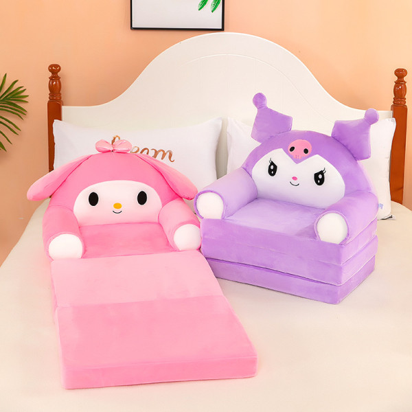 Мягкое детское кресло - трансформер Kuromi pouf 3 в 1 Плюшевый раскладной диван - кровать с мультяшной подушкой Куроми для детей