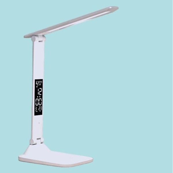 Аккумуляторная LED лампа 801S с часами, календарем, термометром • Лампа настольная беспроводная с дисплеем и органайзером для ручек