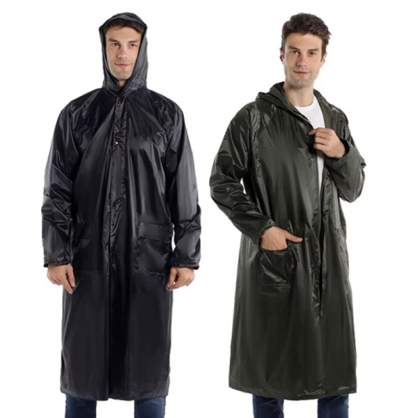 Дождевик на молнии с капюшоном ∙ Водонепроницаемый походный плащ – накидка от дождя