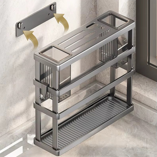 Кухонная стойка - подставка для посуды Dining 3887 ∙ Настенный металлический органайзер для хранения ножей, приборов