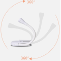 Аккумуляторная LED лампа на прищепке для чтения книг · USB беспроводной мини светильник · 3 режима