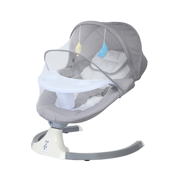 Колыбель - качалка для ребенка ∙ Детские электрокачели-шезлонг ∙ Розовая / серая