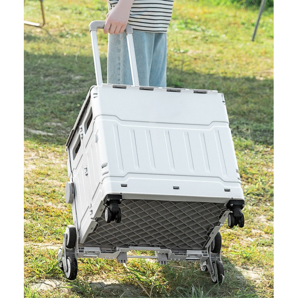 Тележка с ручкой 41х39х33 см · Складная пластиковая восьмиколесная корзина для продуктов