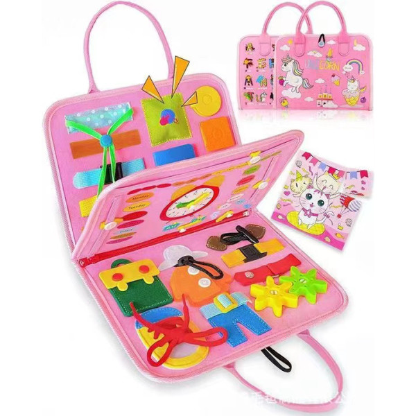 Бизиборд 21 в 1 в виде сумочки с большим числом развивающих элементов
