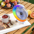 Вентилятор настольный аккумуляторный с RGB подсветкой, вращением 180° и USB зарядкой