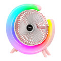 Вентилятор настольный аккумуляторный с RGB подсветкой, вращением 180° и USB зарядкой