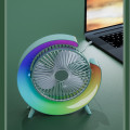 Вентилятор настольный аккумуляторный с RGB подсветкой, вращением 180° и USB зарядкой
