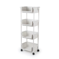 Мобильный передвижной стеллаж для хранения с фиксацией колес на 4 яруса • Универсальная полка на колесах для кухни и ванной