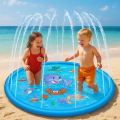 Игровой водный коврик Голубой Дельфин 100 см для детей • Надувной бассейн фонтан с разбрызгивателем для дачи и двора